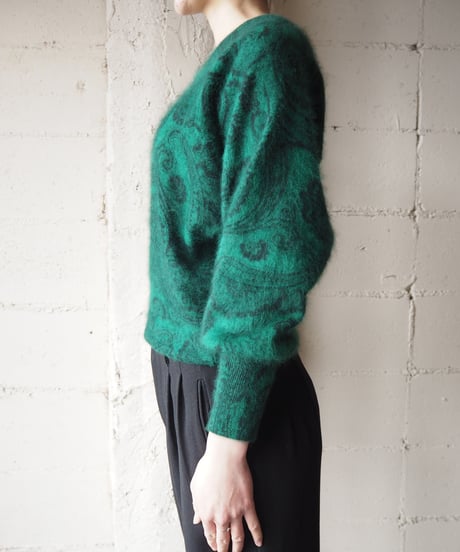 Paisley Print Angora Mix Sweater GN