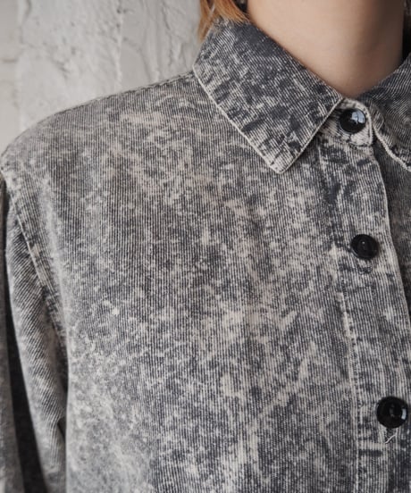 Chemical Wash Long Cords Shirt BK WH