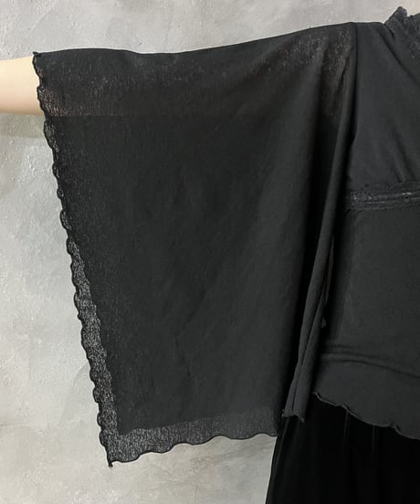 Angel Sleeve V Neck Blouse BK
