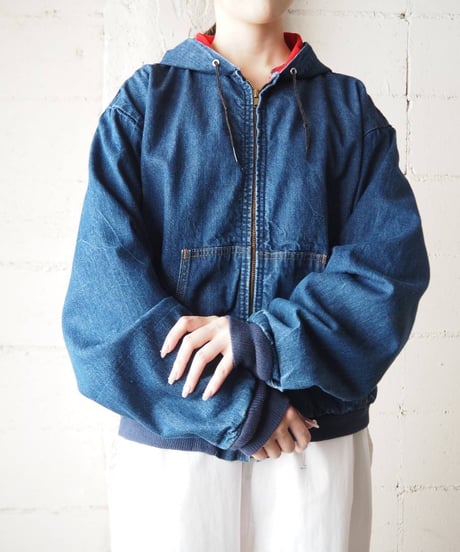 1970’s carhartt Red Lining Denim Hooded Jacket NV