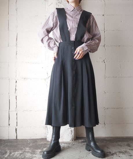 Front Button Flare Skirt BK