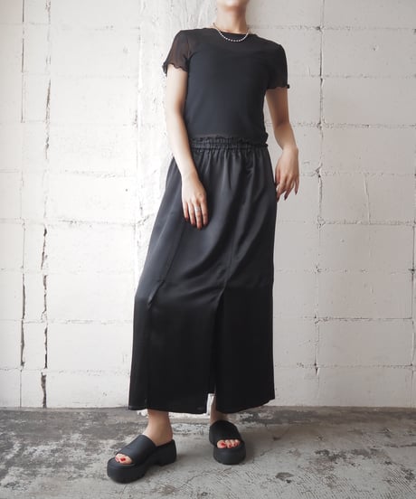 Slit Satin Skirt BK