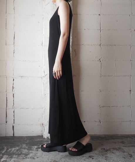 Spandex Mix Sleeveless Long Dress BK