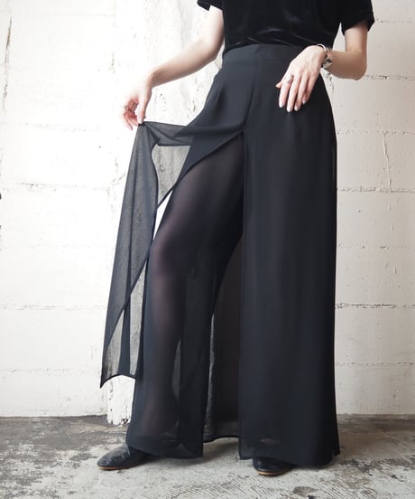 Sheer Layered Design Pants BK