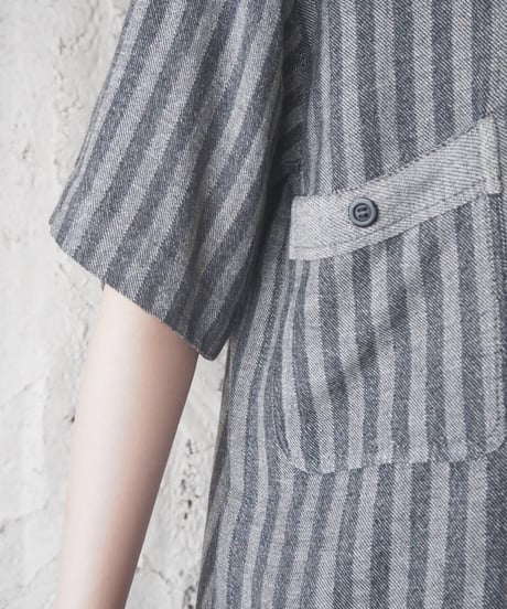Stripe Half Zip Design Shirt GR