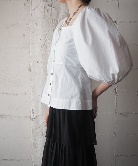 GANNI Volume Puff Sleeve Blouse WH
