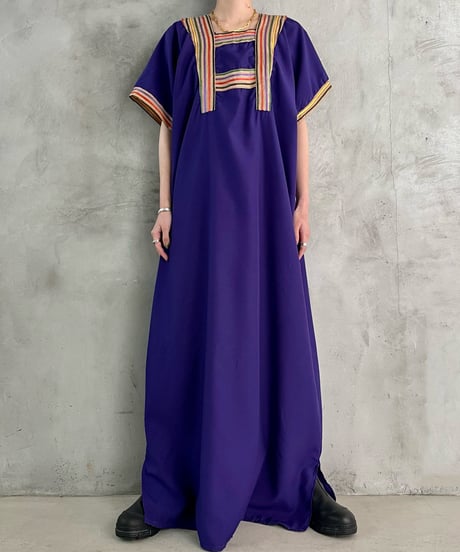 Embroidery Short Sleeve Dress PUR