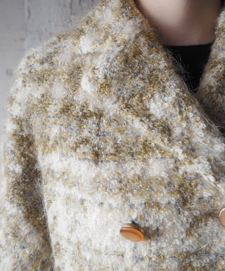 Plaid Loop Mohair Tweed Double Breasted Coat IVYE