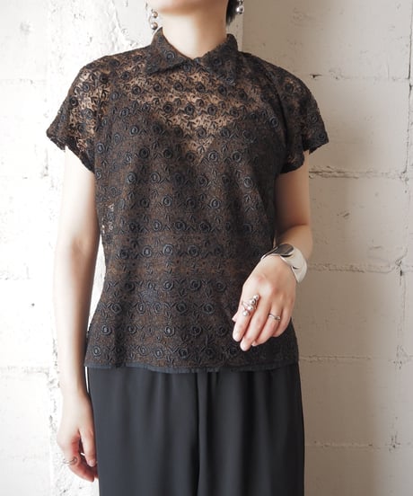 1940-50’s Euro Lace French Sleeve BR BK