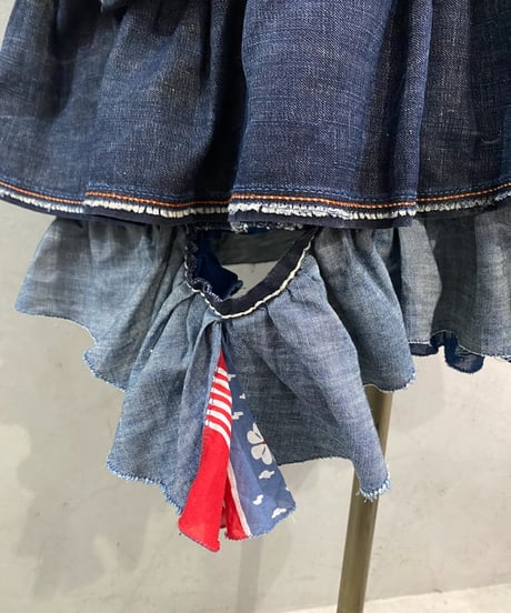 Marithe+Francois Girbaud Ruffles Denim Mini Skirt BL