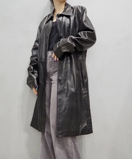 Leather Long Jacket BK