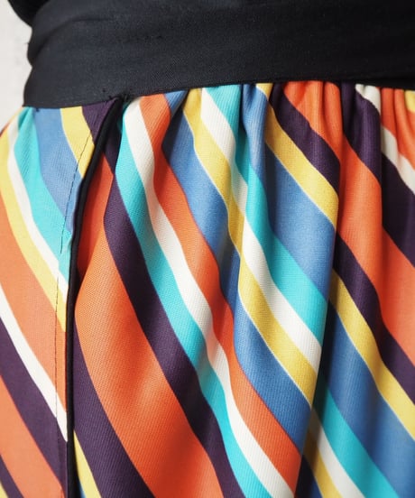 Reversible Stripe Wrap Skirt BKOR
