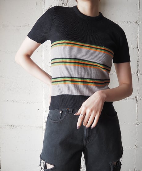 Short Sleeve Multi Collar Knit BKGROR