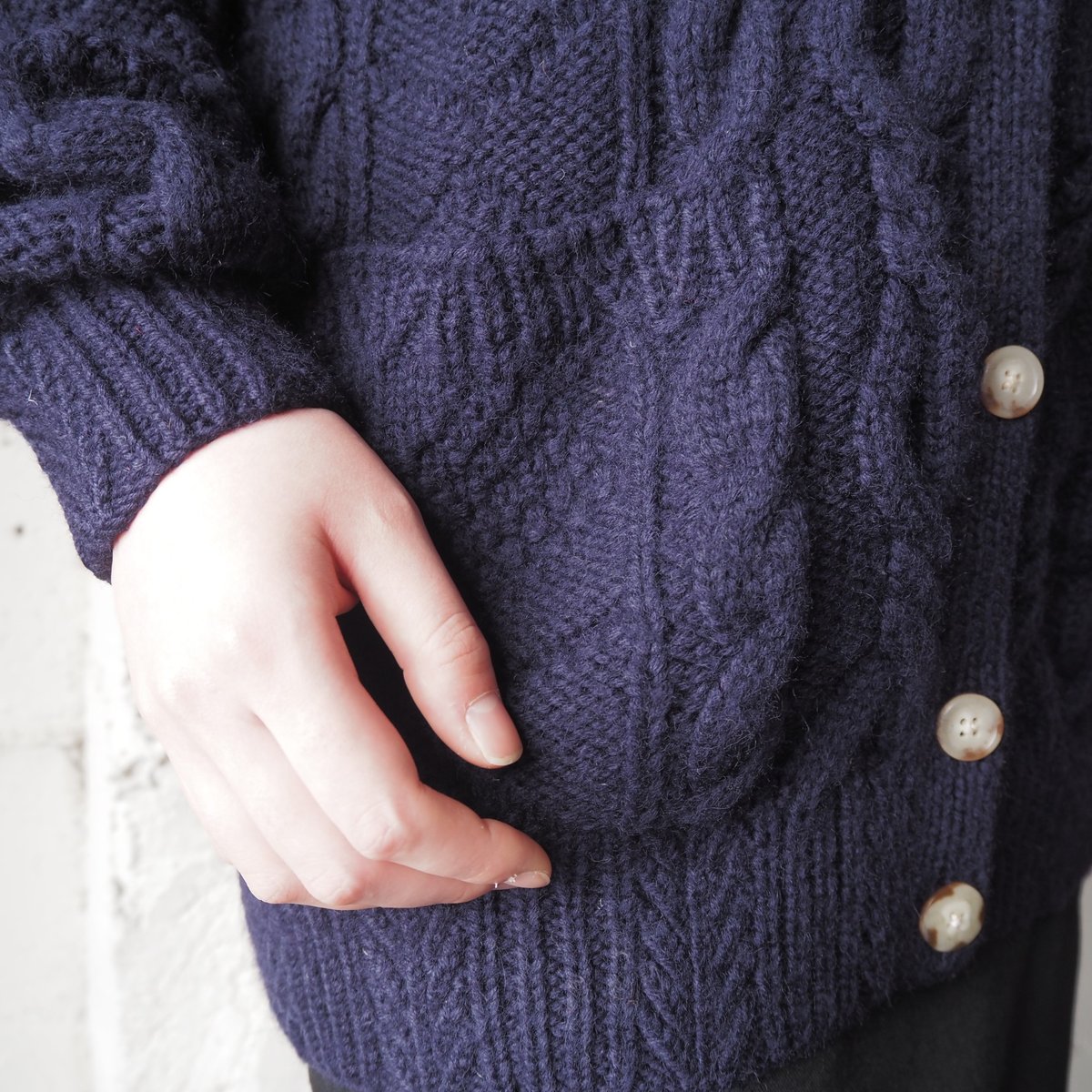 épine flower cable knit cardigan ネイビー Ralph Lauren Cable Knit