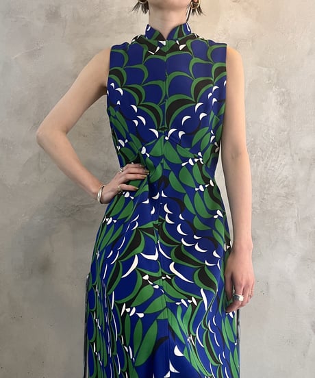 Psychedelic Pattern No Sleeve Dress BLGN