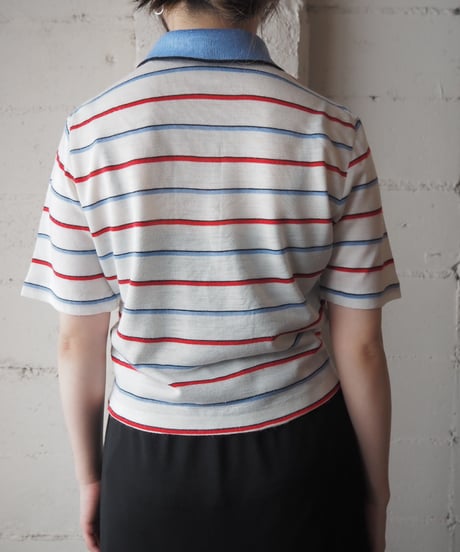 REMAKE FREDPERRY Stripe Poloshirt WH BL RE