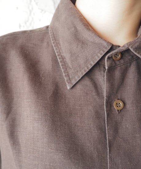 Y's for men 1990's Linen S/S Shirt DBR