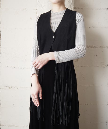 Suede Fringe Vest BK