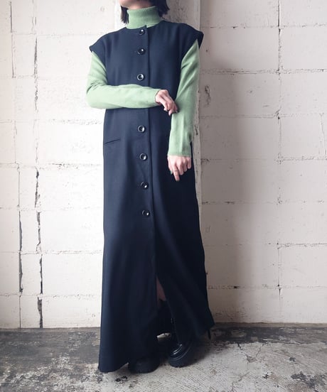 Front Button French Sleeve Jumperskirt BK
