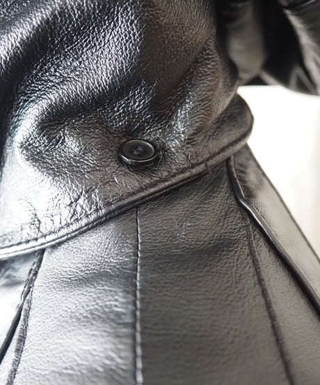 Drawstring Hooded Leather Coat BK