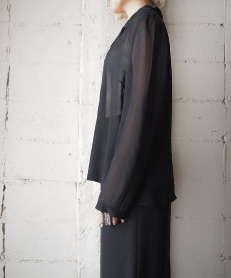 Open Collar Sheer Shirt BK