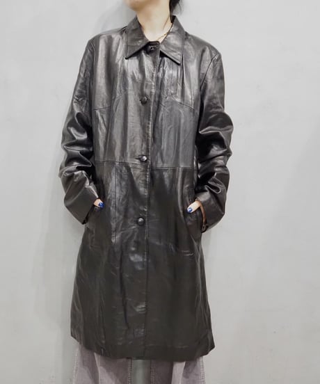 Leather Long Jacket BK