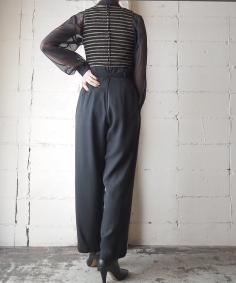Sleeveless Border Rib Knit Jumpsuits BKGD