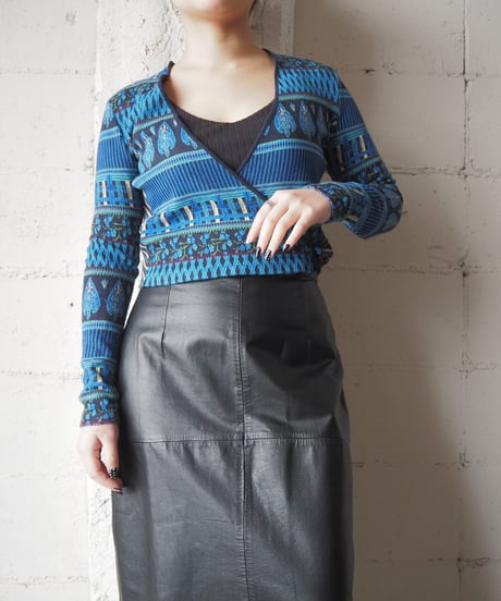 KENZO JEANS Ethnic Pattern Cache Coeur Tops BLGNYE
