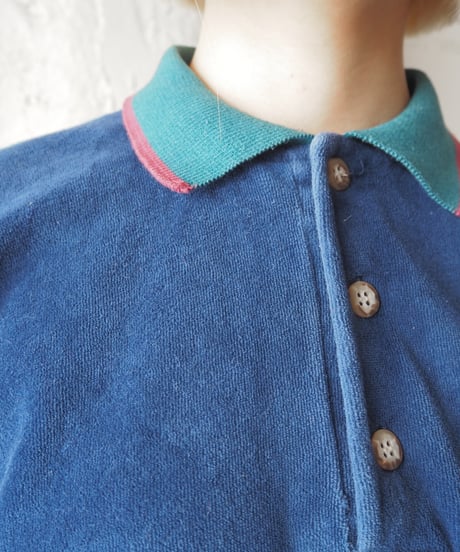 1980's Tricolor Pile Polo Shirt BLWHGN