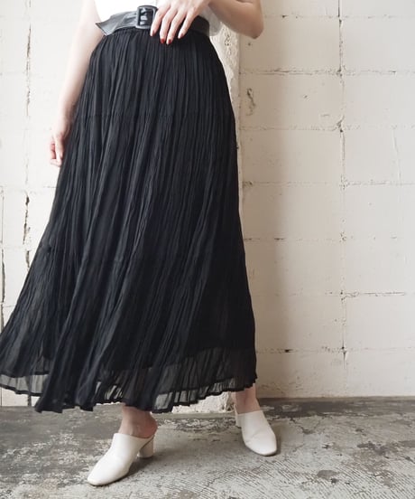 Sheer Tiered Easy Skirt BK