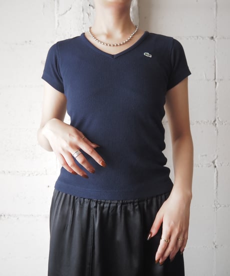S/S LACOSTE V neck T-Shirt NV