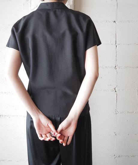 Asymmethic Shawl Color French Sleeve BK