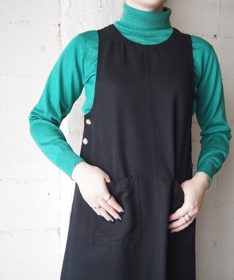 Side Button  Jumper Skirt BK