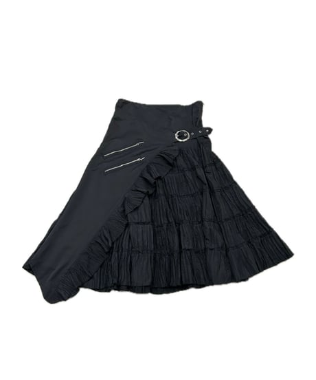 Belted Tiered Design Skirt BK