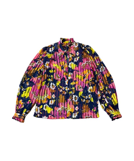 Flower×Stripe Pattern Sheer Blouse NVPI