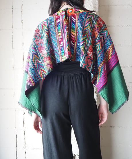 Huipil Embroidery 2way Poncho GN