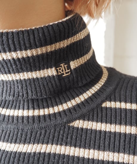 Ralph Lauren Boarder Pattern Lame Rib Knit BKGD