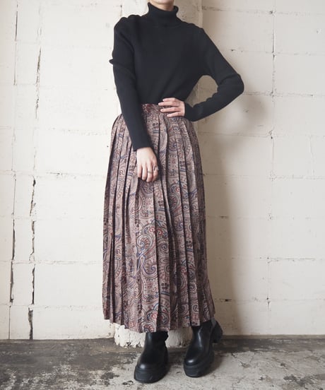 Paisley Pattern Pleated Skirt GR