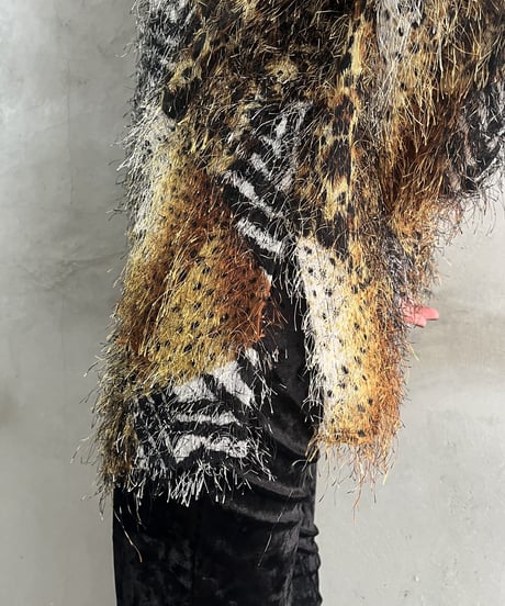 Mix Animal Pattern Shaggy Knit BRBK