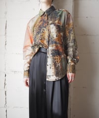 Desigual Rotated Landscape Print Shirt OR GN BR