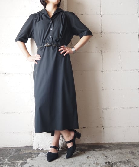1970-80s Wing Collar Shirt Dress BK