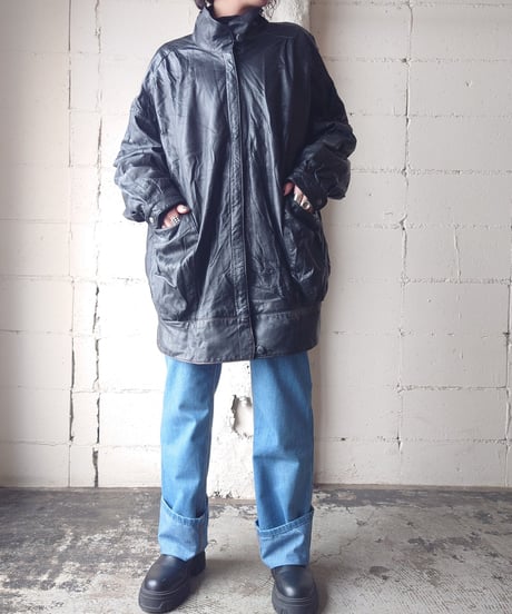 Stand Collar Leather Jacket BK
