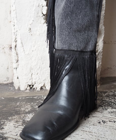 Fringe Black Denim Pants
