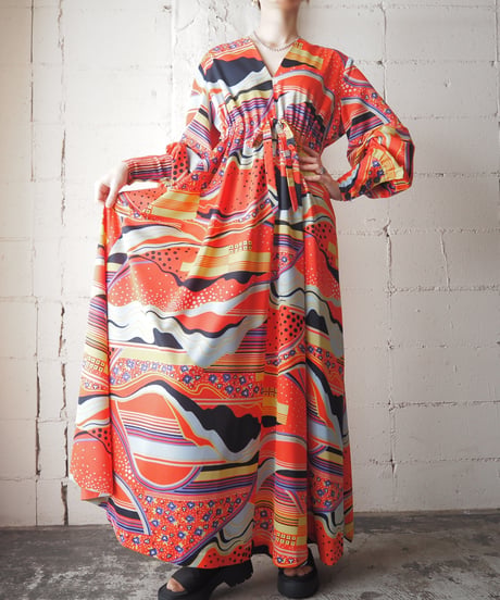 1970's Psychedelic Pattern Dress OR