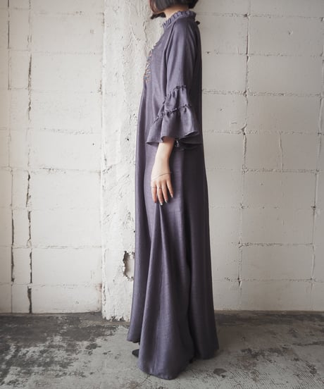 Beads Embroidery Tiered Sleeve Dress GRPUR