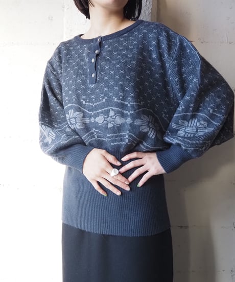 Waist Long Rib Pattern Knit GR
