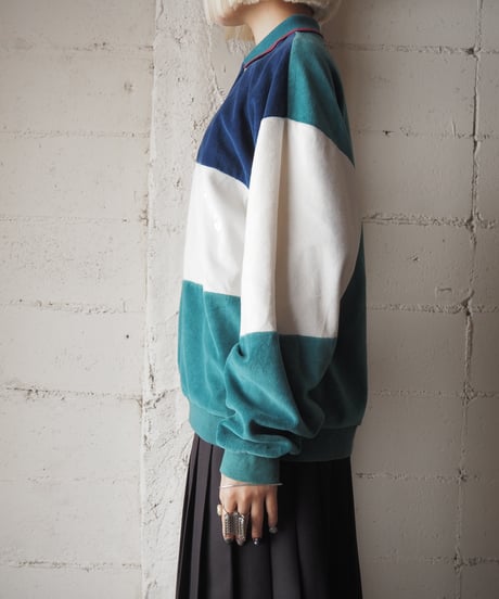 1980's Tricolor Pile Polo Shirt BLWHGN