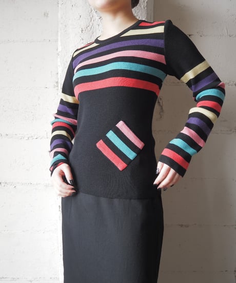 1980's SONIA RYKIEL Multi Stripe Knit BKREYE