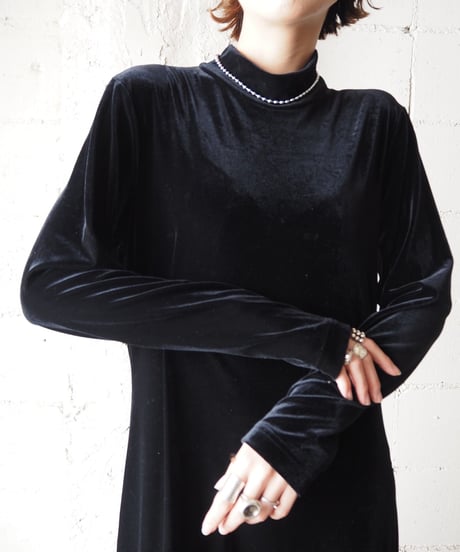 Mock Neck Velour Dress BK