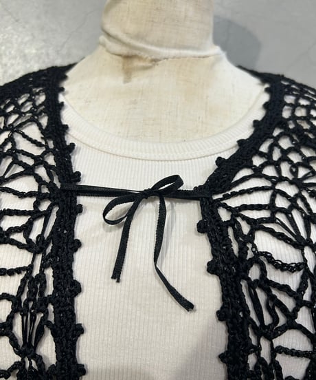 Beads Crochet Short Sleeve Cardigan BK